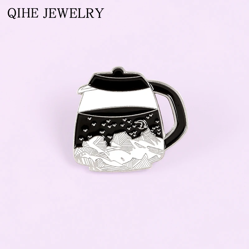 Чайник горный звездное небо горшок эмалированная брошь-кнопка сплав отворот