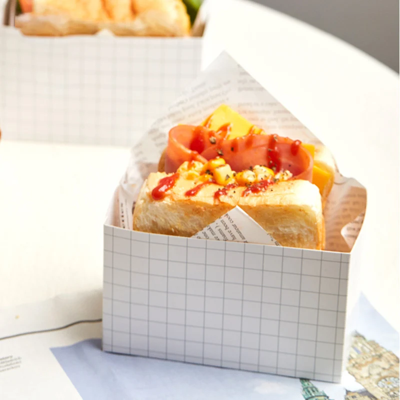 Бумажный пакет для хлеба сэндвичей белая коробка упаковочная бумага картонная