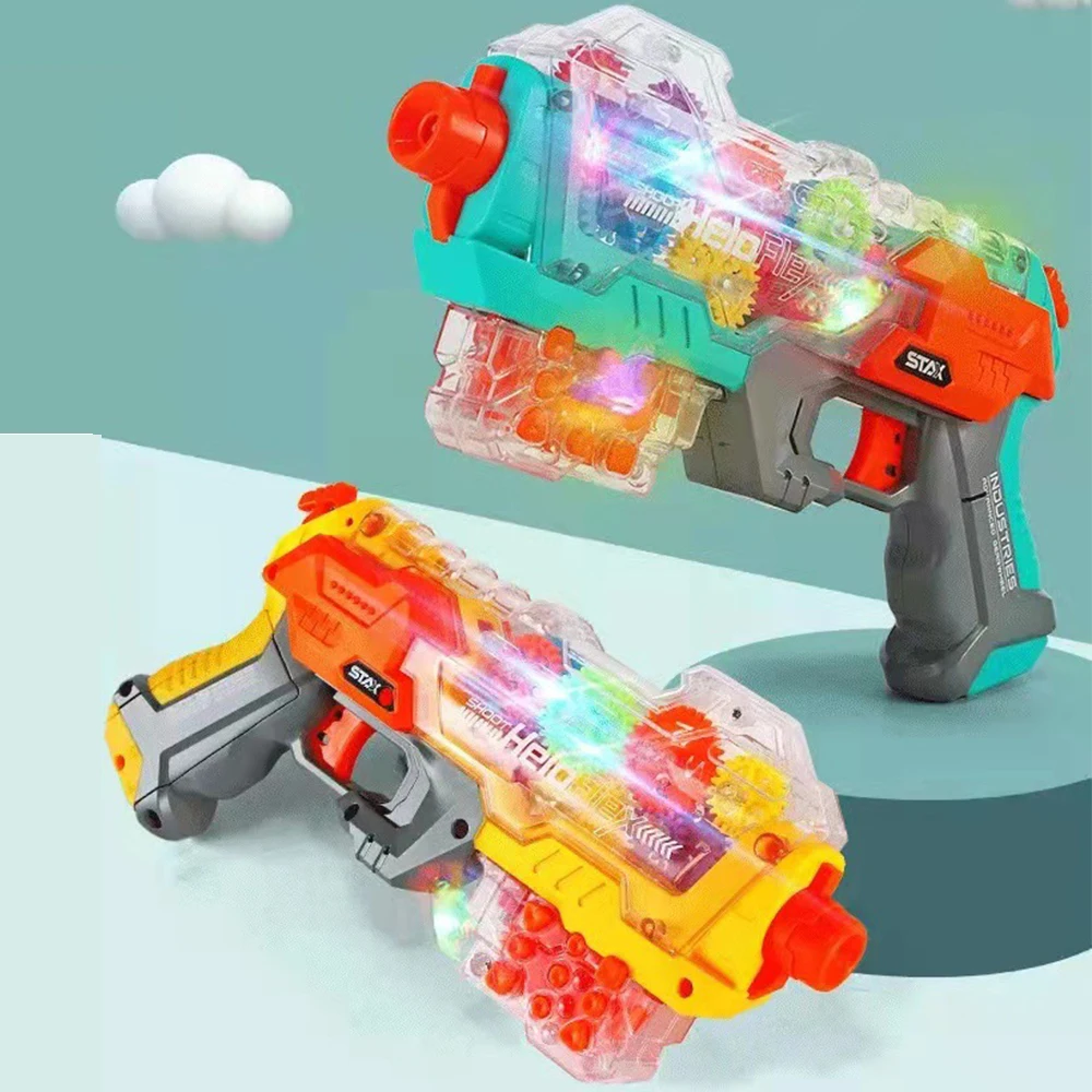 

Electric Toy Gun Cool Sound Light Gear Gun Transparent Gear Toy Guns For Boys Pistol Gun HD Projection Function Toy Machinegun