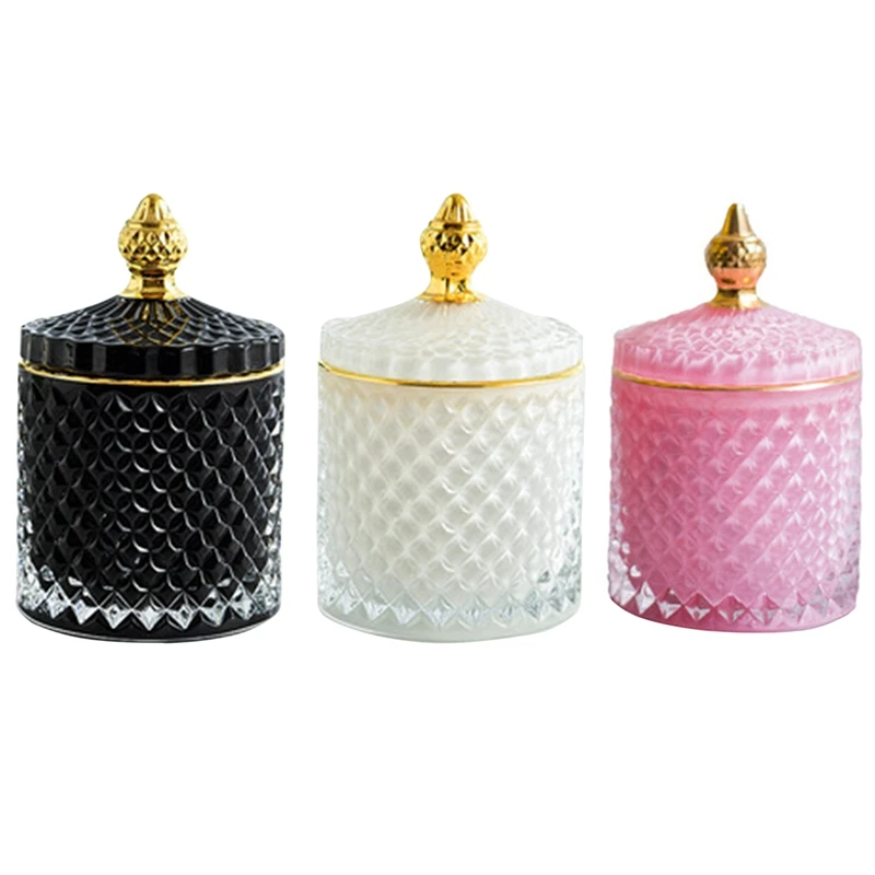 

Household Aromatherapy Bottle With Lid Glass Storage Jar French Art Minimalist Cotton Swab Jewelry Storage Box