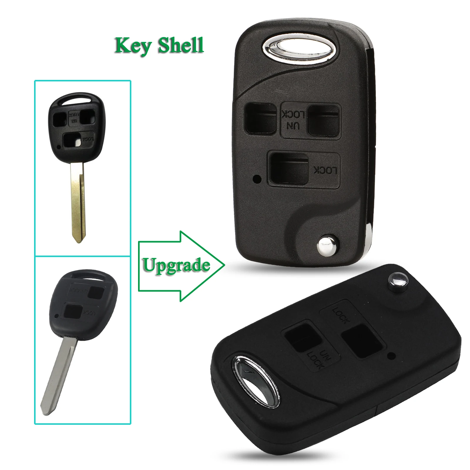 

Bilchave 2/3 Button Modified Flip Folding Remote Car Key Shell Fob For Toyota Yaris Carina Corolla Prado Tarago With TOY47 Blade