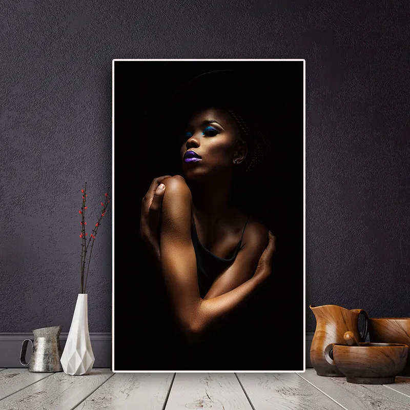 

Sexy Black Nude African Woman Canvas Painting Posters and Prints Wall Art Picture Cuadros for Living Room Home Decor