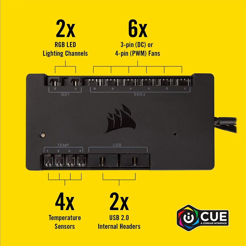 Контроллер скорости вентилятора CORSAIR ICUE Commander PRO Smart RGB работает при нулевой