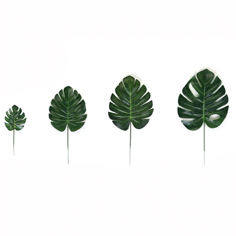 Недорогие Пластиковые цветы искусственные пальмовые листья монстеры зеленые