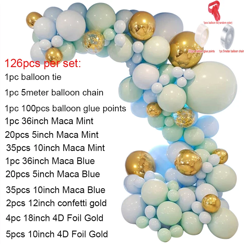Blue Pastel Balloons 126pcs/set Macaron Blue Pastel Balloons Garland Arch Kit Confetti Birthday Wedding Baby Shower Anniversary Party Decoration ZN - Цвет: Blue Pastel Balloons