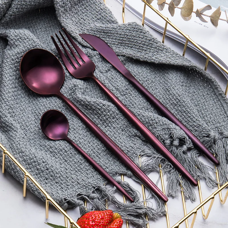 Набор столовых приборов из нержавеющей стали цвета розового золота столовые