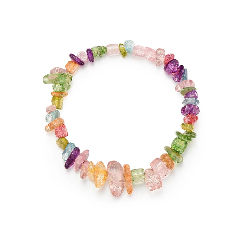 Женские разноцветные браслеты из бисера растягивающиеся с минеральными камнями