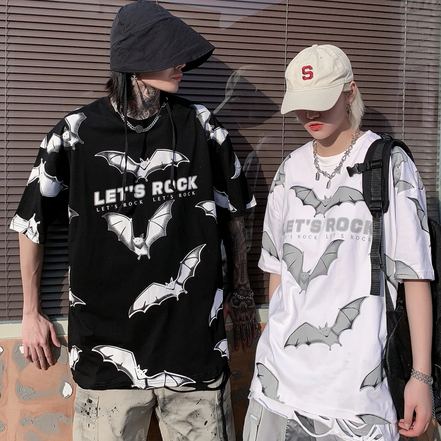 Свободная Мужская футболка с надписью летучая мышь модная уличная одежда в стиле