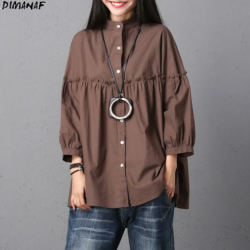 

DIMANAF Women Blouse Tops Solid Batwing Vintage Summer Basic Patchwork Lace Shirts Loose Casual Female 2021 ClothingOversize