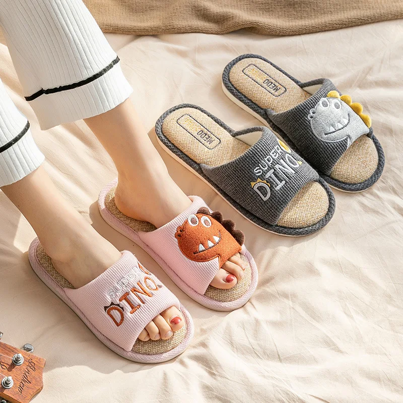 

New Cotton and Linen Slippers for Couple Ladies Comfortable Home Non-slip Slippers Soft Bottom Sweat-absorbing Men's Slippers