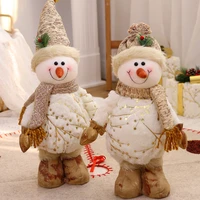 big size christmas bronzing plush dolls santa claus snowman toys xmas figurines christmas gift for kid white xmas tree ornament