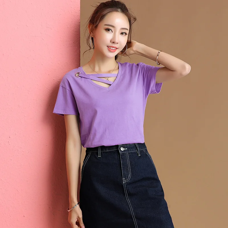 

Casual Solid Ladies Cotton Oversize T Shirt Women Tshirt Plus one