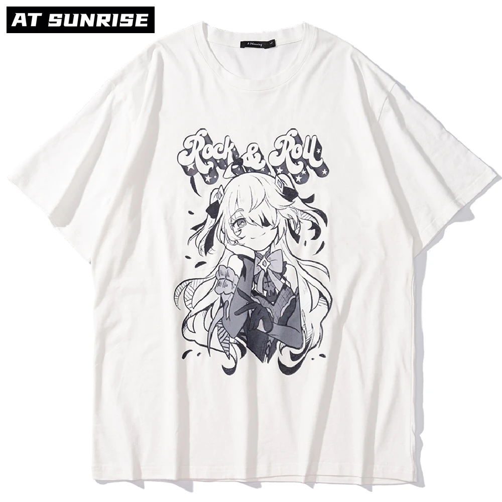 

Oversize T Shirt Casual Streetwear Harajuku Cartoon letter Anime Girl Print T-Shirt Summer Short Sleeve Men Tshirt Cotton tees