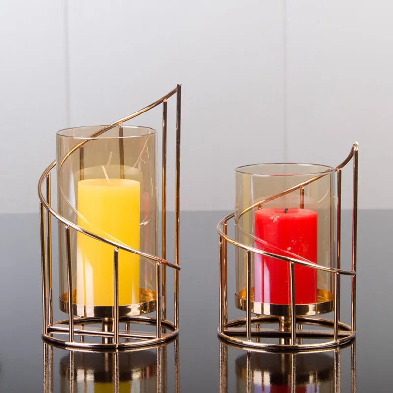 Новый золотой железный подсвечник Европейский геометрический Романтический