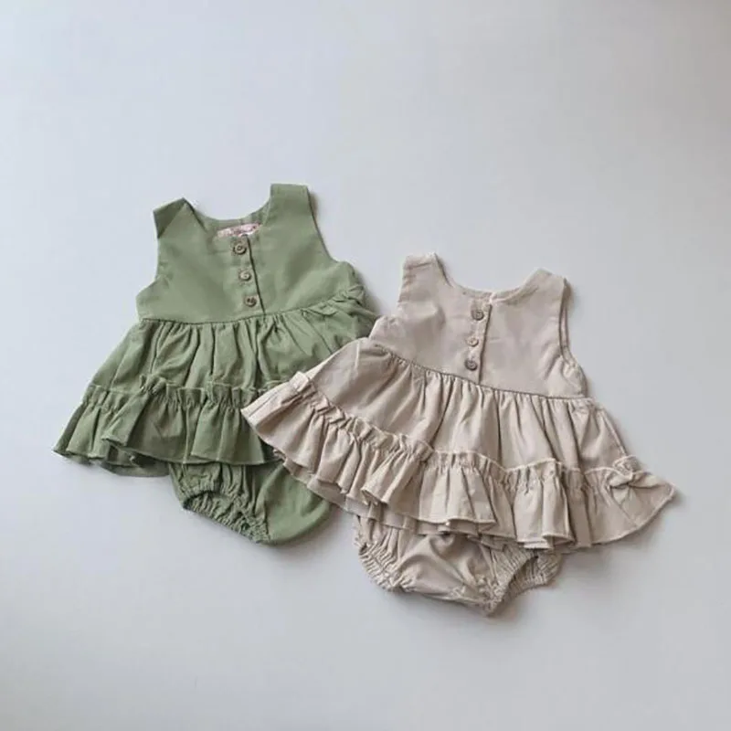 

MILANCEL 2022 Summer Baby Clothing Set Toddler Girls Set Ruffle Tops And Shorts 2 Pcs Suits