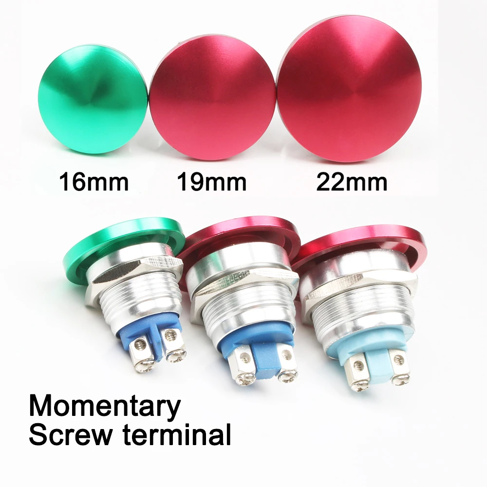 Металлический алюминиевый грибной переключатель 16 мм 19 22