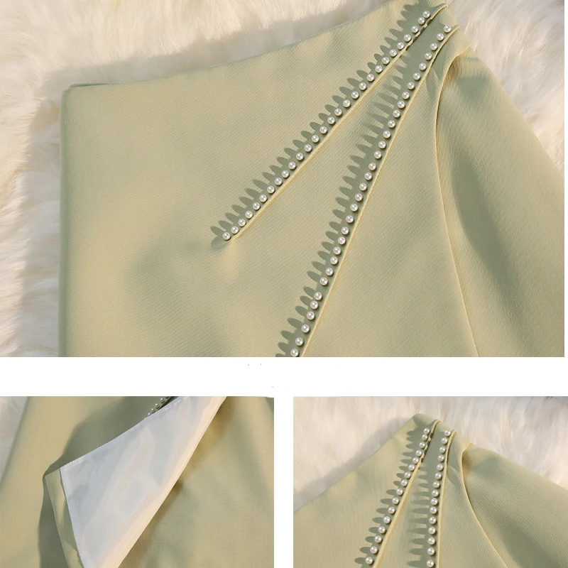 

New 2021 Summer Women Skirt Asymmetrical High-Waisted Skirts Elegant Beaded Korean Fashion Skirts for Women Mini Skirts KS735