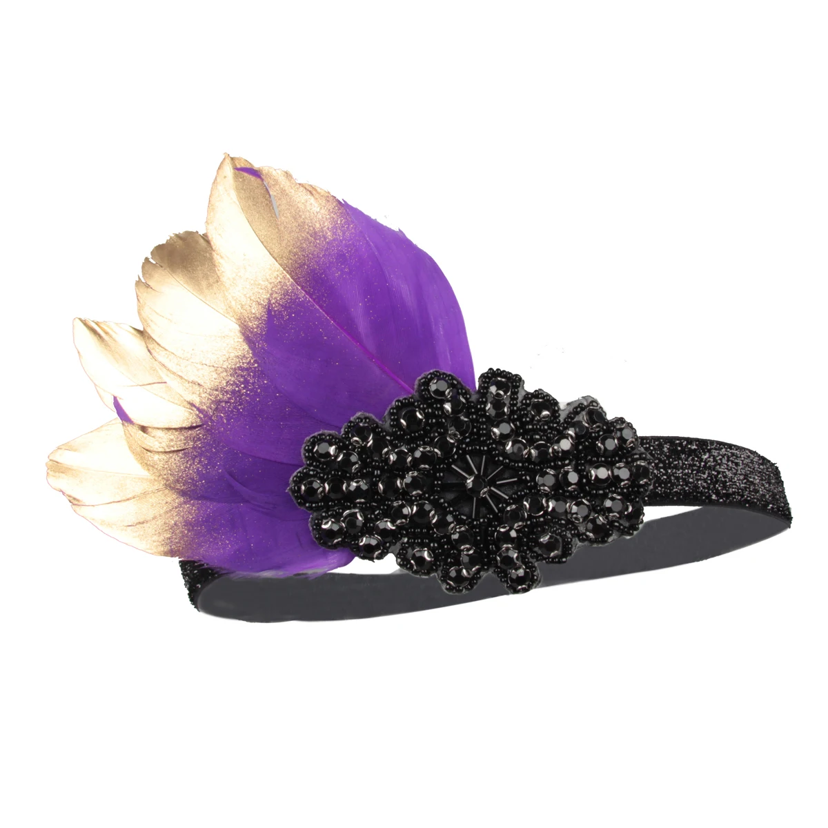 

1920s Аксессуары для волос Стразы с черными кристаллами для костюма вечеринки головной убор с фиолетовыми перьями для женщин 2019 новый стиль