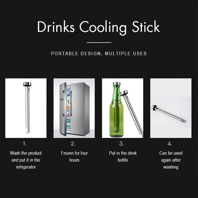 

Drinks Cooling Stick Portable Beer Cooler Ice Cold Wine Cooling Stick Chiller Stick Stainless Steel Beverage Drinking Chiller Ki