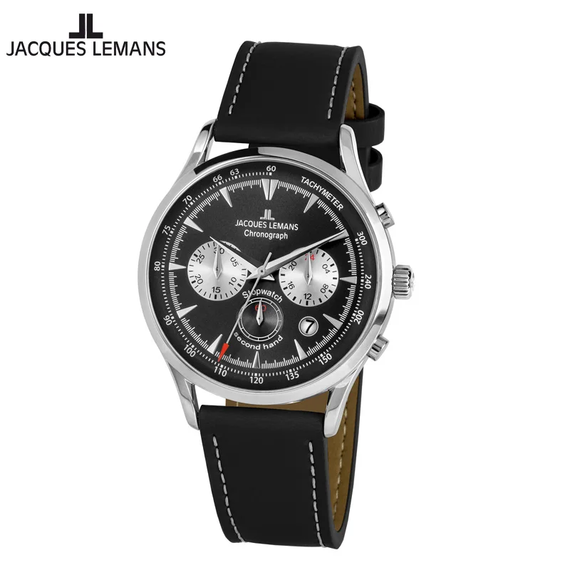 

Jacques Lemans Retro Classic Quartz Men Wrist Watch Leather Strap Chronograph 1-2068