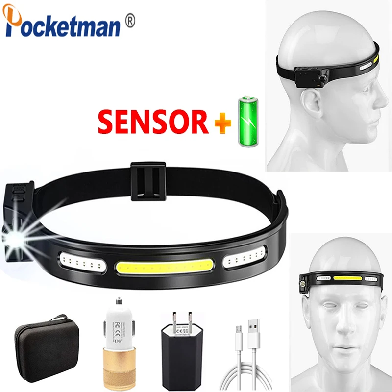 

Portable LED USB Chargeable With Built-in Battery Headlight Waterproof 3 Modes Headlamp With Super Bright Side Light For Running
