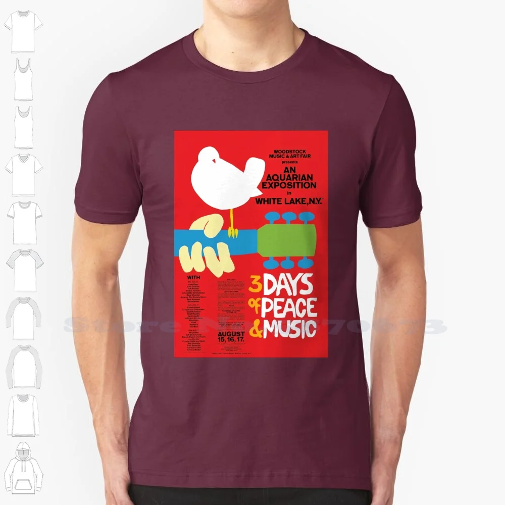 

Woodstock музыкальный фестиваль 1969 постер на заказ Веселая фотофутболка макс. Yasgur деревянный сток 1969 Woodstock