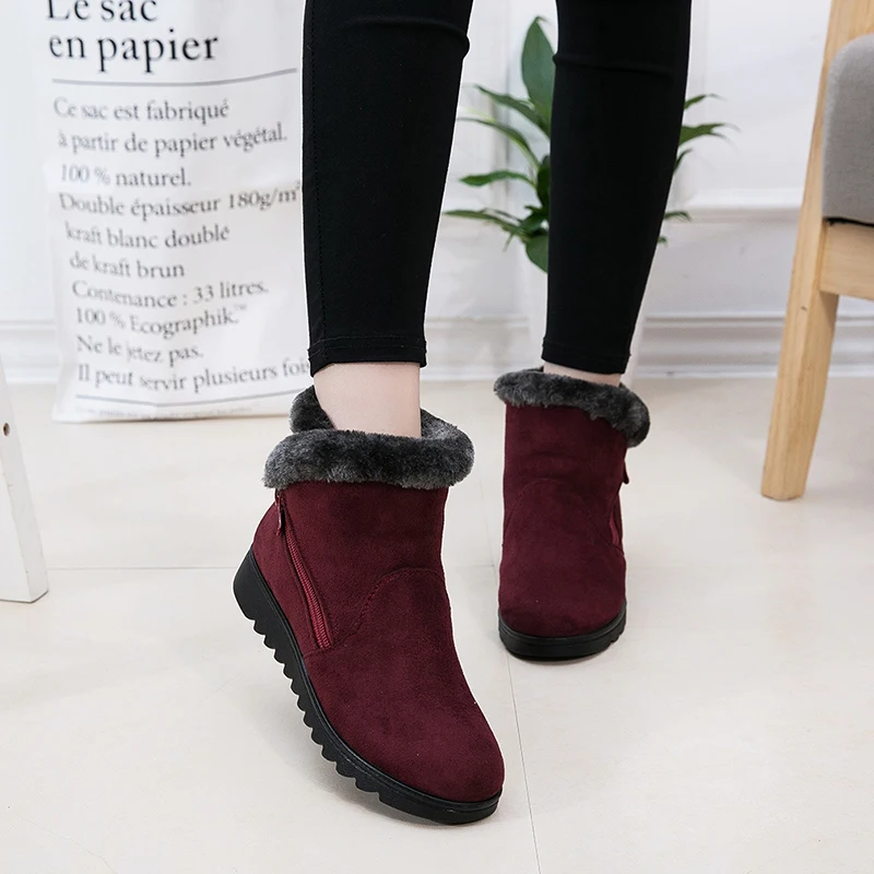 

Women Winter Snow Boots Warm Ankle Boot Platform Rubber Female Boots Winter Snow Footwear Lady Low Heel Shoes