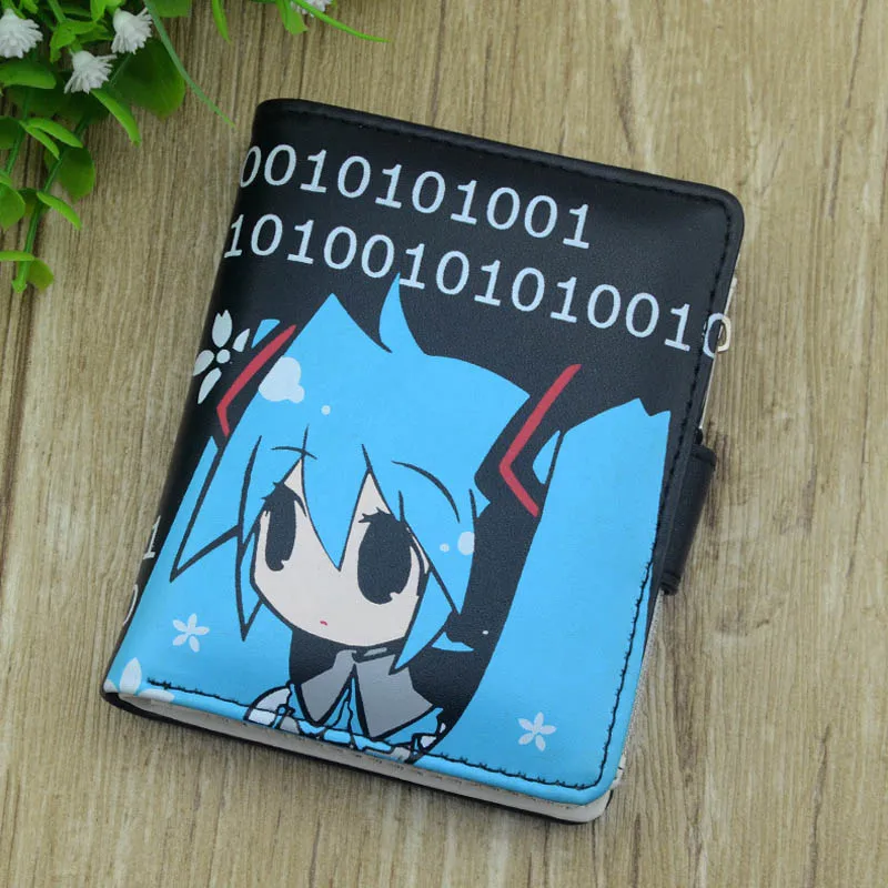 Hatsune Miku 2 Черный мангикиу шалинган аниме короткий кошелек наруто Саске мультфильм печать с монетницей Кошелек держатель для карт сумка для денег - Цвет: Hatsune Miku 2