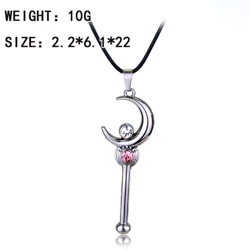 

Anime Sailor Moon Necklace Stick With Crystal Scepter Pendant Necklace Cartoon Cosplay Jewelry for Girl Gift