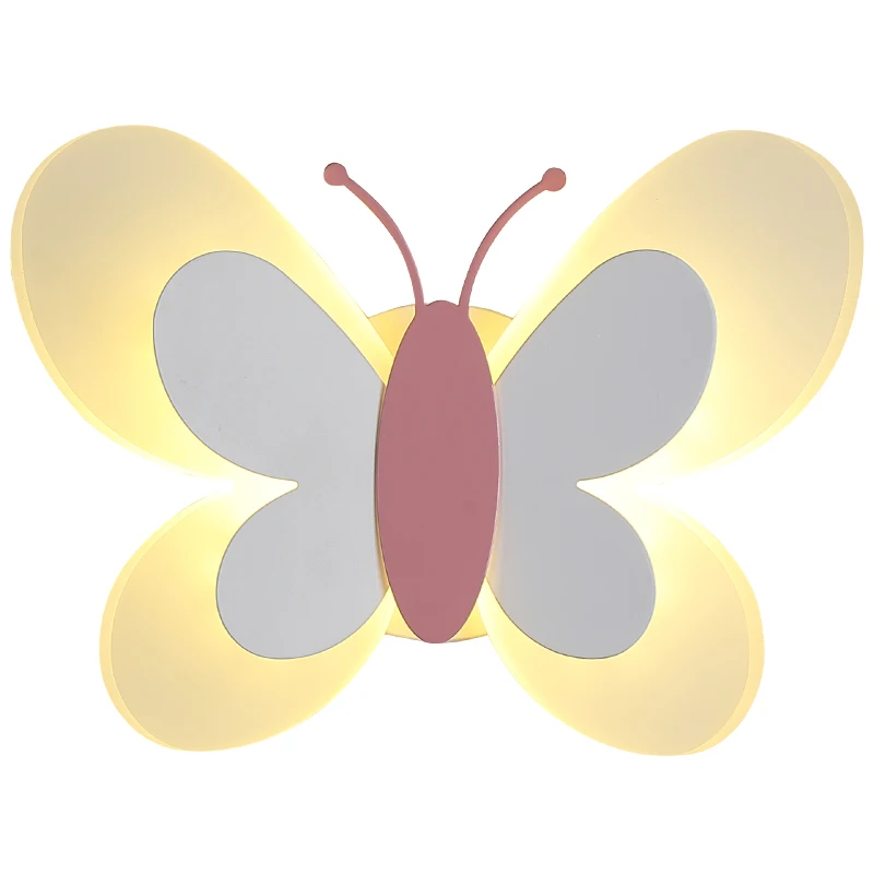 

Cartoon Cute Blue Pink Butterfly Wall Lamp Creative Wall Mount LED Light Kids Child Girl Boy Baby Bedroom Nursery School Decor