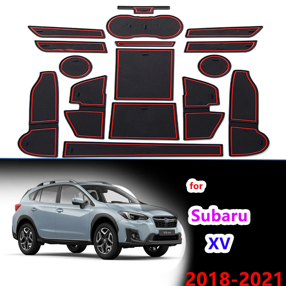 Anti-Slip Rubber Gate Slot Cup Mat for Subaru XV 2018 2019 2020 2021 Crosstrek WRX STI Cushion Door Groove Mat Auto  Accessories