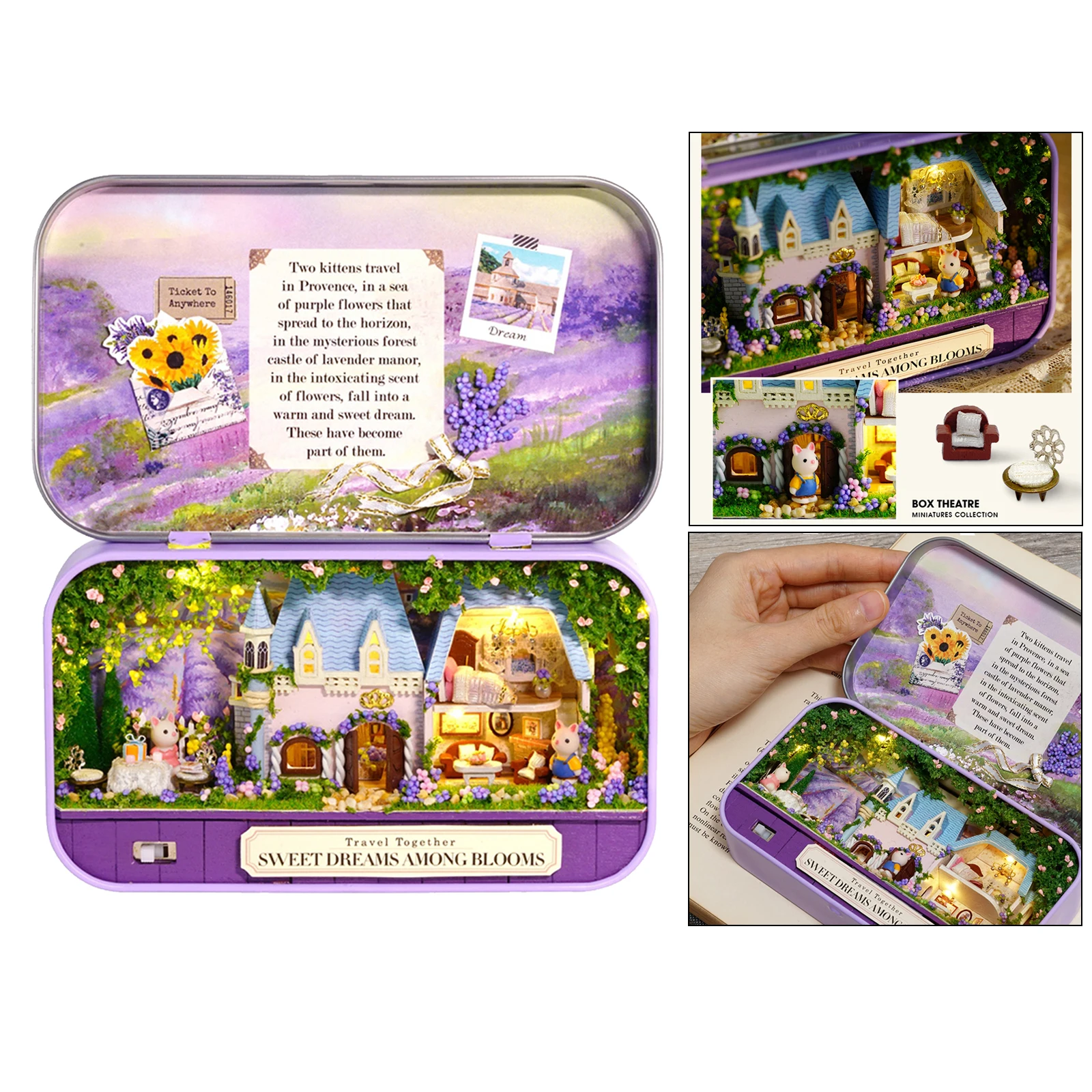 

DIY 3D Wooden LED Themed Dollhouse Castle Furniture Puzzles Kit Theater Bo