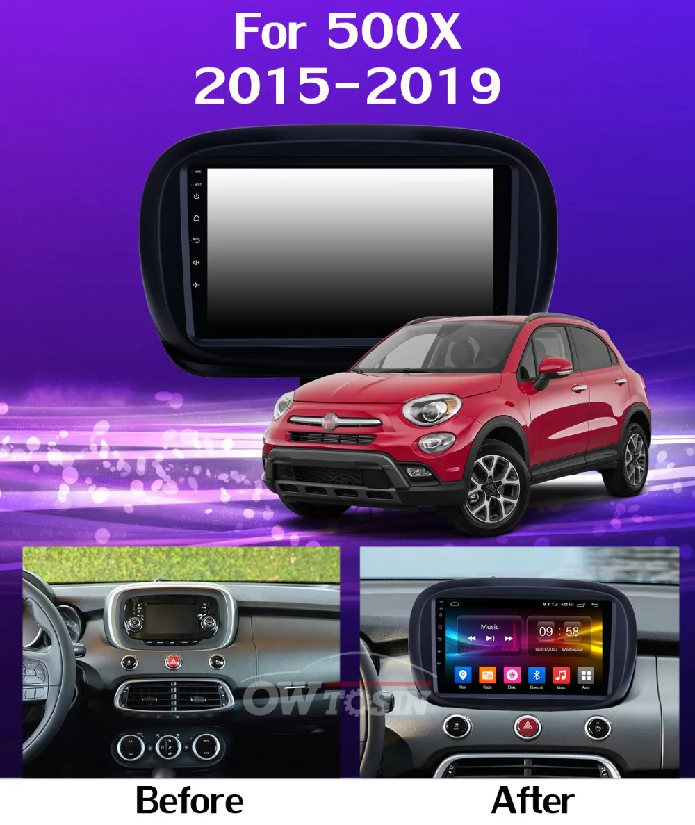 360 ° Панорамное 8 ядро 4G+ 64G Android 9,0 автомобильное мультимедийное радио для FIAT 500X- головное устройство gps навигация SPDIF DSP CarPlay
