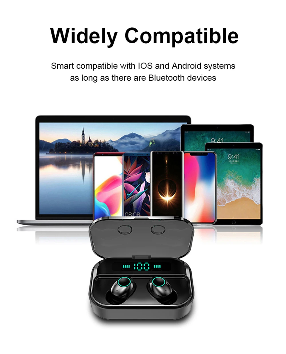 Newmsnr M7 Bluetooth 5,0 беспроводной светодиодный дисплей питания наушники, HD стерео HIFI Звук шумоподавление коснитесь управление