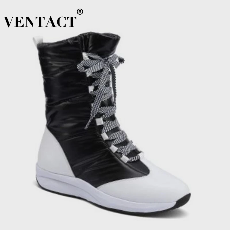 

VENTACT Real Leather Ankle Boots Shoes Winter Snow Boot Mixed Color Warm Casual Outdoor Fashion Ladies Footwear Size 35-43