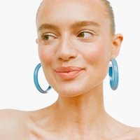 2021 summer candy color acrylic hoop earrings c shape geometry big drop earrings for women girl