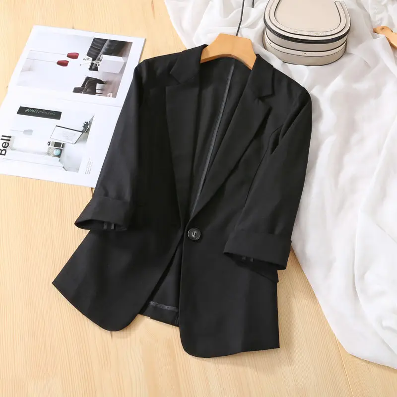 

2021 Spring And Summer Slim Thin Seven-Quarter Sleeve Suit Jacket Women All-Match Casual Business Female Blazer