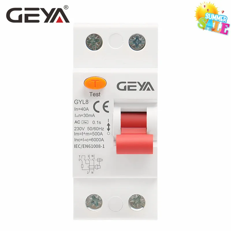 Электромагнитный автоматический выключатель GEYA GYL8 переменного тока 1P + N RCD ELCB RCCB