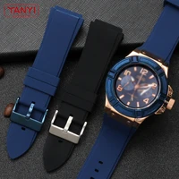 rubber watchband 22mm blue color silicone rubber bracelet for guess w0247g3 w0040g3 w0040g7 watches band brand sport watch strap
