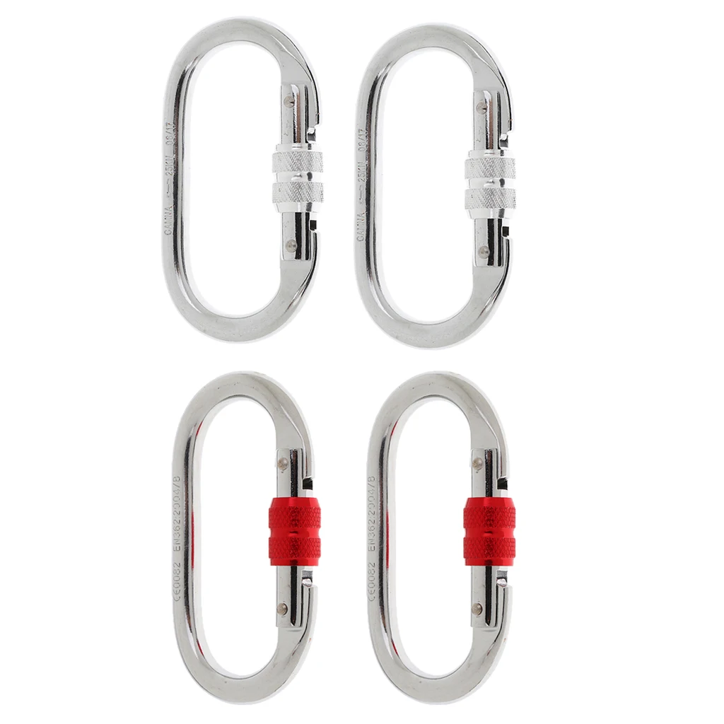 

2 Pieces 25KN Heavy Duty Alloy Steel Rock Climbing Caving Screw Lock Carabiner Hook - CE Certified