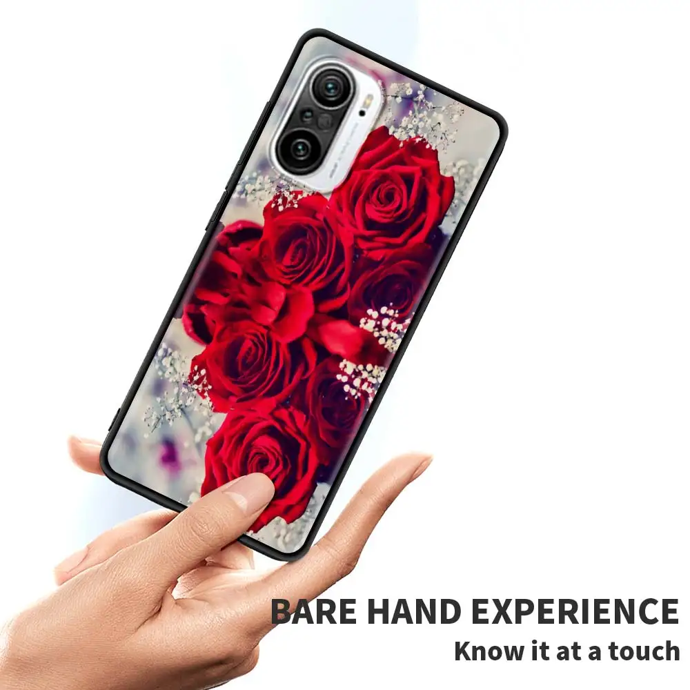 

Fitted Case For Xiaomi Redmi Note 9S K40 8 9 8T 9T 7 9C 9A 7A 6A 8A K30 Pro Soft Tpu Phone Cover Sac Red Roses Flowers