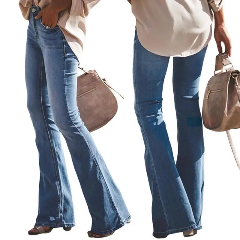 

Женские джинсы, весенне-осенние повседневные брюки из денима с высокой талией, рваные широкие брюки-клеш из денима с дырками, женская одежда