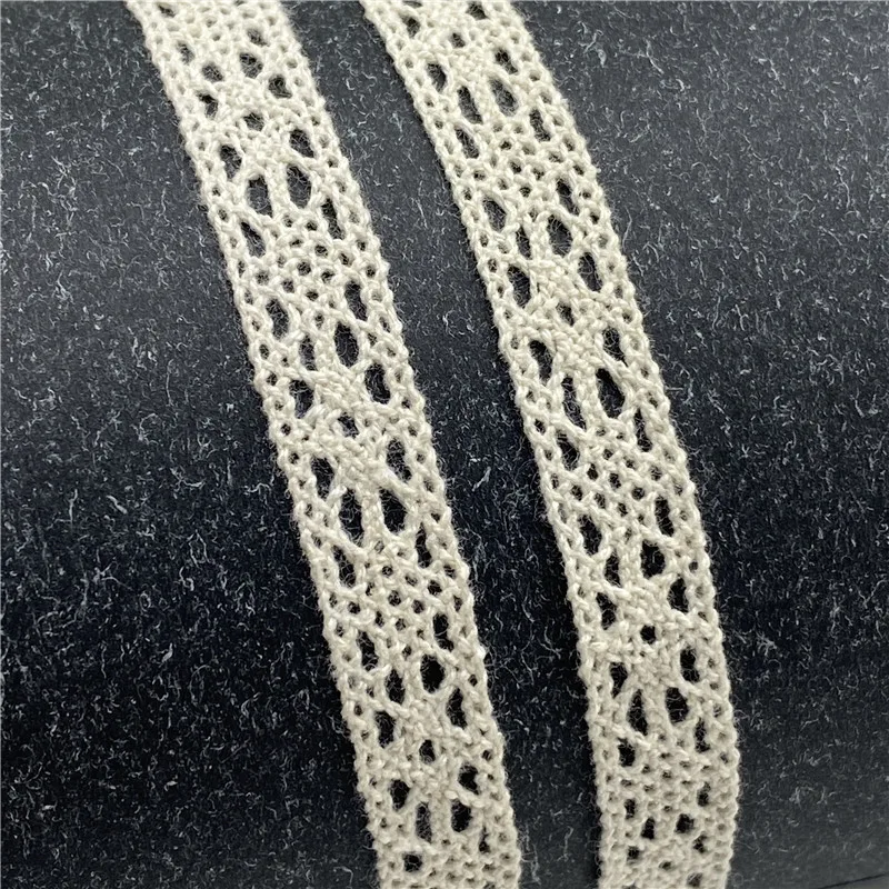 

3Yards/lot 10mm Apparel Sewing Fabric Ivory Cream Trim Cotton Crocheted Lace Fabric Ribbon Handmade Accessori #01