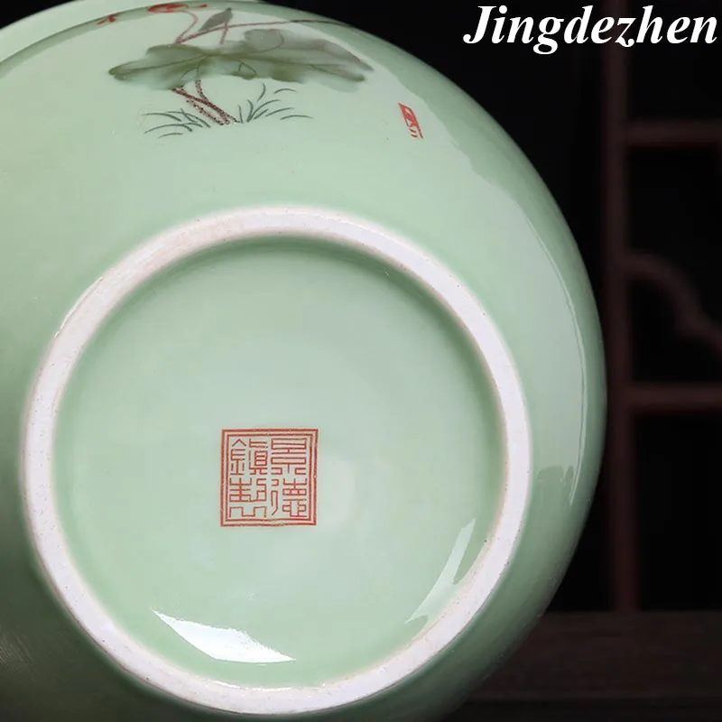 Керамическая банка Цзиндэчжэнь кимчи для маринования лотоса с ручной росписью