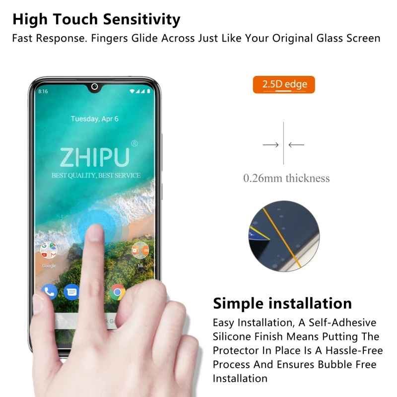 2 шт. закаленное стекло для Xiaomi Mi A3 MiA3 Защитное экрана 2.5D 9 H профессиональная