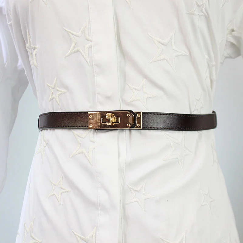 

Female Leather Belt With Skirt Suit Pants Dress Simple Versatile Decoration Thin Belt