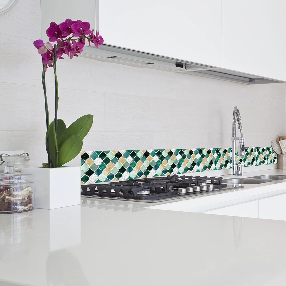 Funlife®Зеленые желтые мозаичные настенные наклейки виниловые экологически чистые