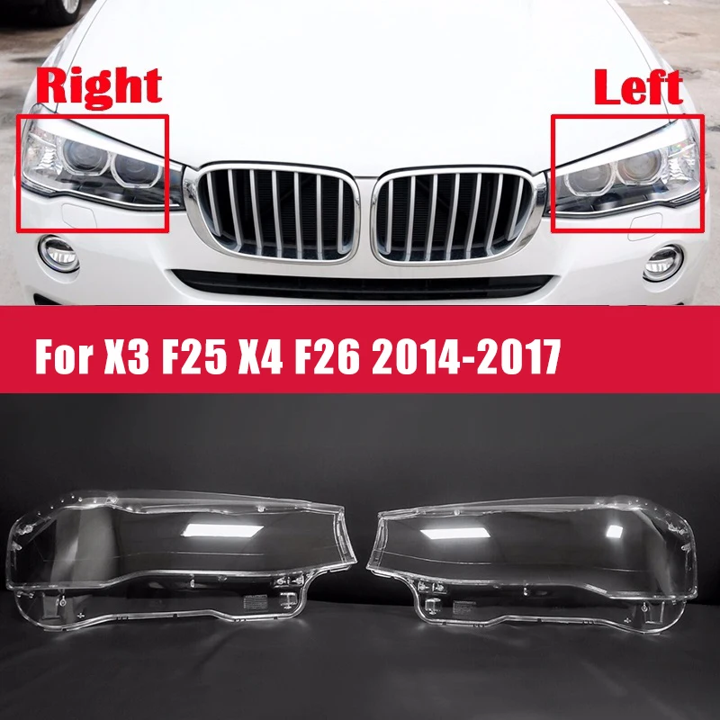 

Левый + правый для BMW X3 F25 2014-2017 автомобилей головной светильник крышка объектива головной светильник прозрачный стеклянный абажур светильн...