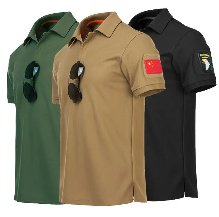 

Mens Outdoor Sport Quick Dry T-Shirt Summer Climbing Training Thin Lapel O-Neck Military Uniform Tactical T Shirt Plus Size 4XL