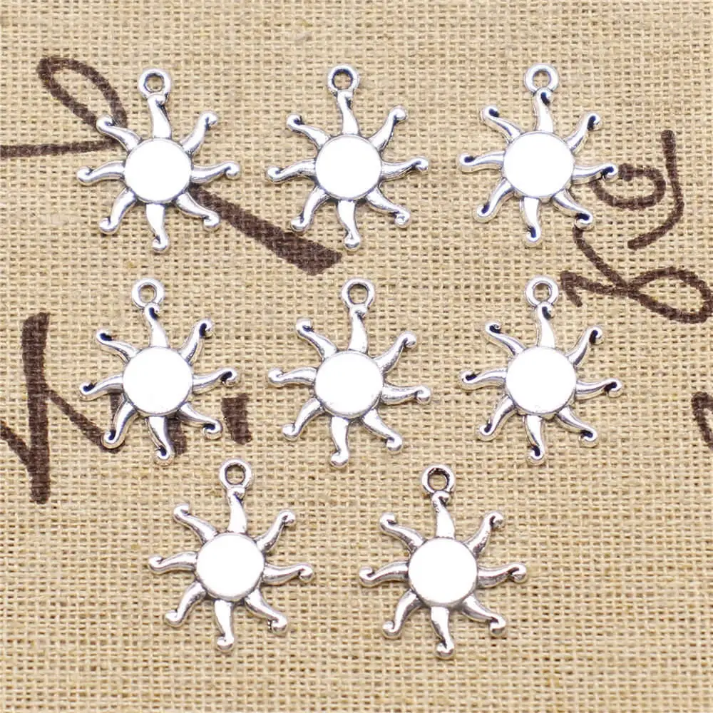 

Sun Charms Supplies For Jewelry Making Kit Antique Silver Color 20pcs 17mm